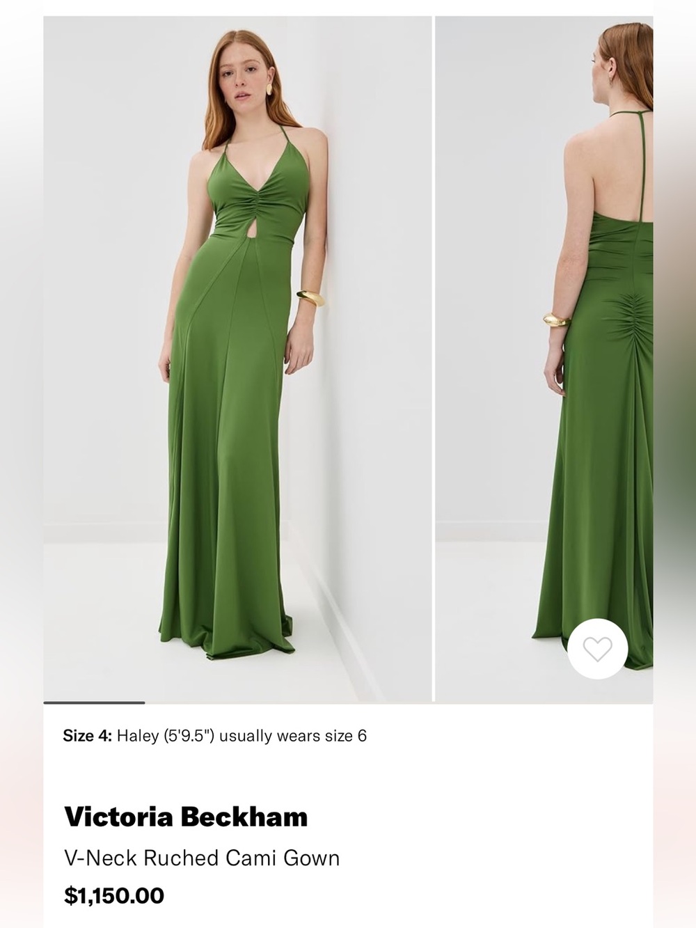 Victoria Beckham Green Maxi Dress